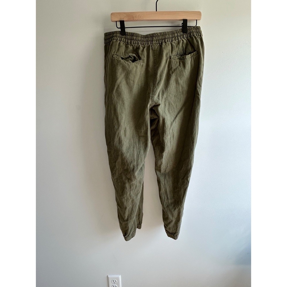 Point Sur Women's Elastic Waist Tapered Leg Pants Military Green Sz T10 Linen - Picture 6 of 9